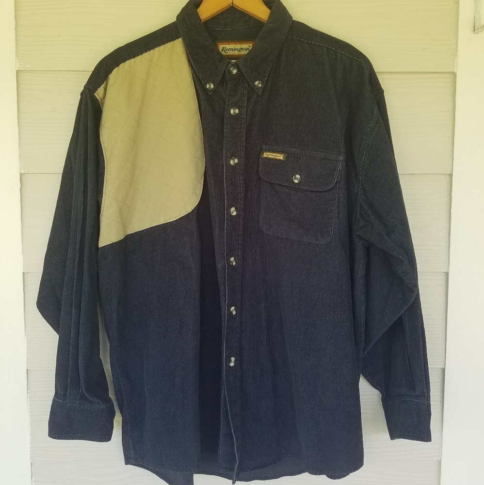 Remington Hunting Shirt Long-sleeve Button-down Corduroy Sz Xl Nav…